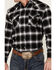 Ely Walker Men's Black Small Plaid Long Sleeve Snap Western Flannel Shirt - Big & Tall , Black, hi-res