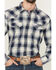 Image #3 - Blue Ranchwear Men's Aster Plaid Print Long Sleeve Snap Western Shirt, Navy, hi-res