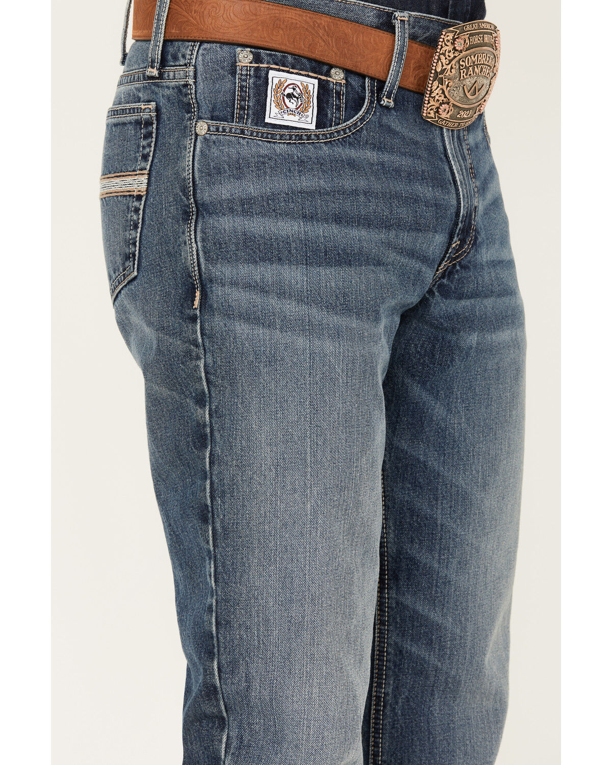 Image #2 - Cinch Men's White Label Medium Stonewash Relaxed Straight Rigid Denim, Medium Wash, hi-res