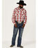 Image #2 - Cowboy Hardware Men's Burgundy Hombre Plaid Long Sleeve Pearl Snap Western Shirt , Burgundy, hi-res