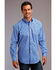 Stetson Men's Blue Filagree Print Long Sleeve Western Shirt , Blue, hi-res