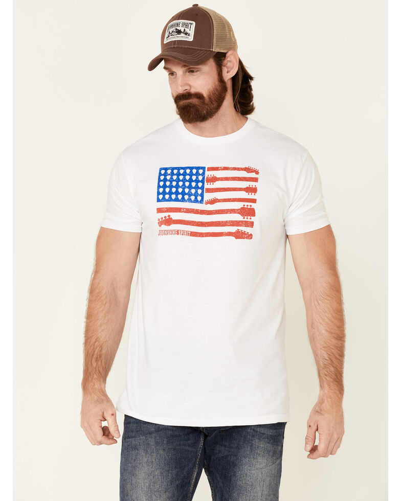 Moonshine Spirit Men's Guitar Flag Graphic Short Sleeve T-Shirt , White, hi-res