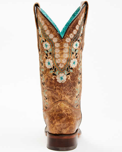 Image #6 - Corral Women's Floral Blacklight Western Boots - Square Toe , Cognac, hi-res