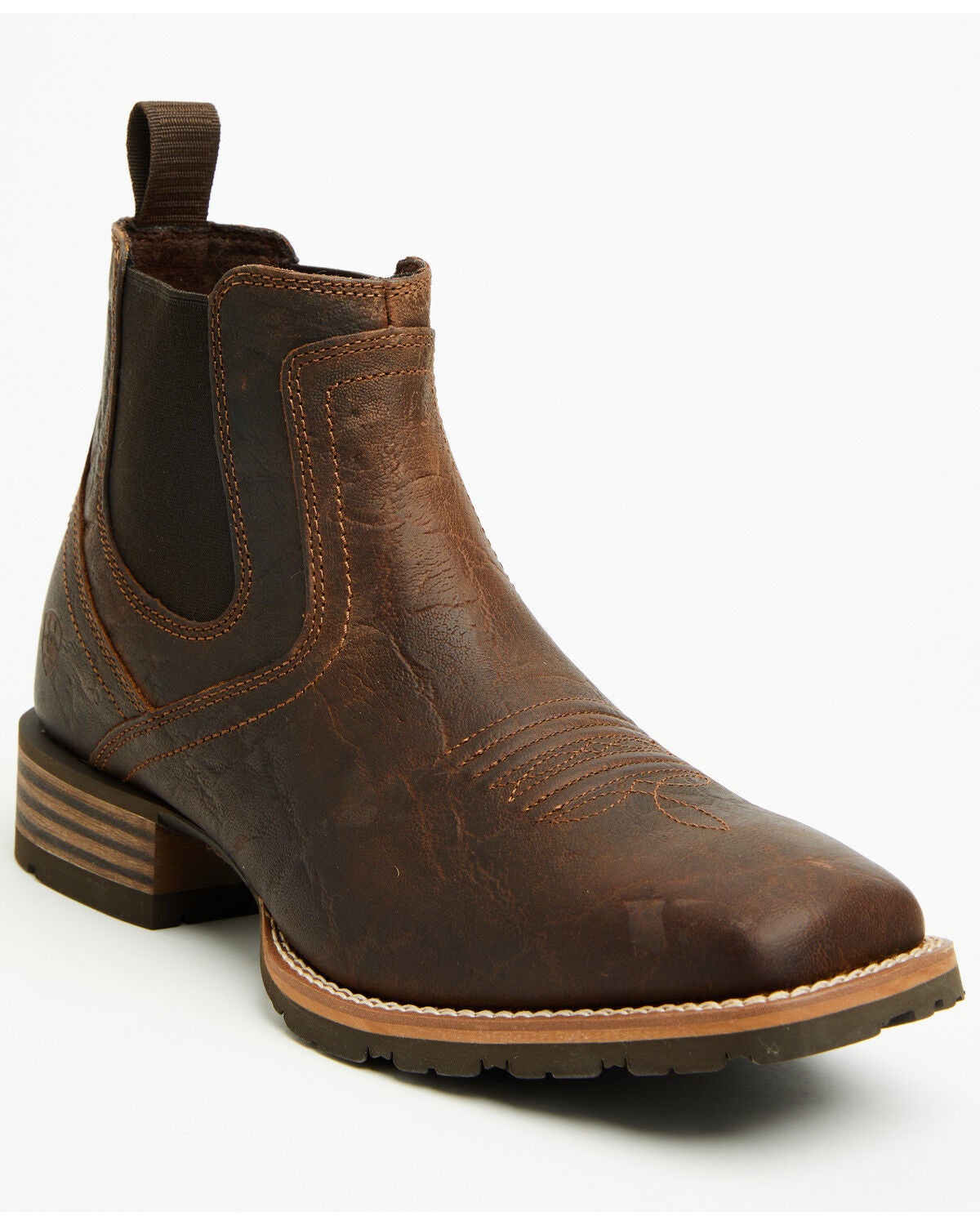Ariat Men's Elephant Print Hybrid Low Boy Chelsea Boots - Broad Square Toe, Brown, hi-res
