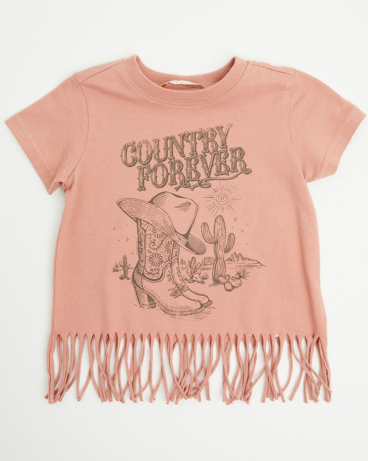 Shyanne Toddler Girls' Country Forever Fringe Short Sleeve Graphic Tee, Mauve, hi-res