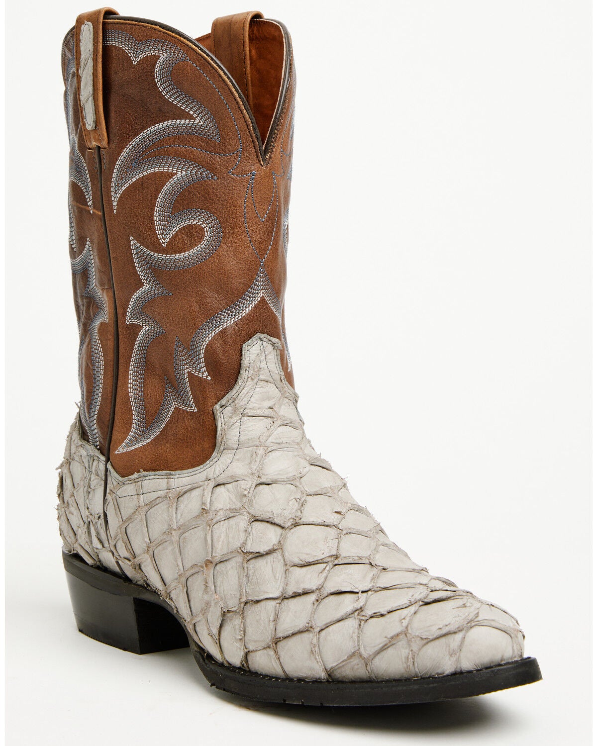 Image #1 - Dan Post Men's Exotic Pirarucu Western Boots - Round Toe, Grey, hi-res