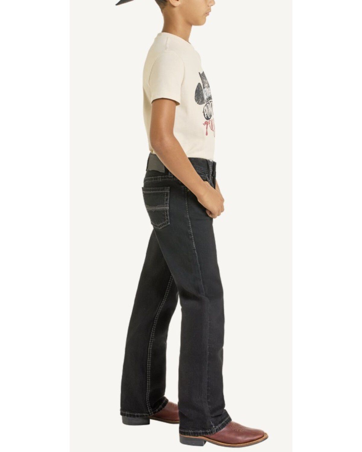 Image #4 - Rock & Roll Denim Boys' Bootcut Stretch Denim Jeans, Black, hi-res