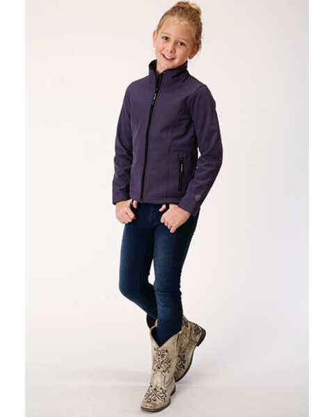 Roper Girls' Softshell Fleece Jacket , Purple, hi-res