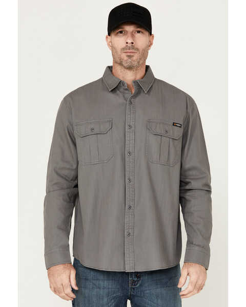 Image #1 - Hawx Men's Long Sleeve Button-Down Work Shirt , Medium Grey, hi-res