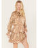 Miss Me Women's Print Ruffle Dress, Gold, hi-res