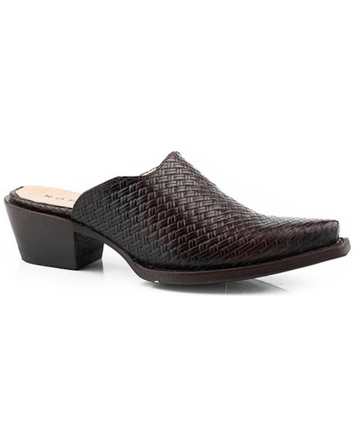 Roper Women's Mary Basketweave Embossed Mules - Snip Toe, Brown, hi-res