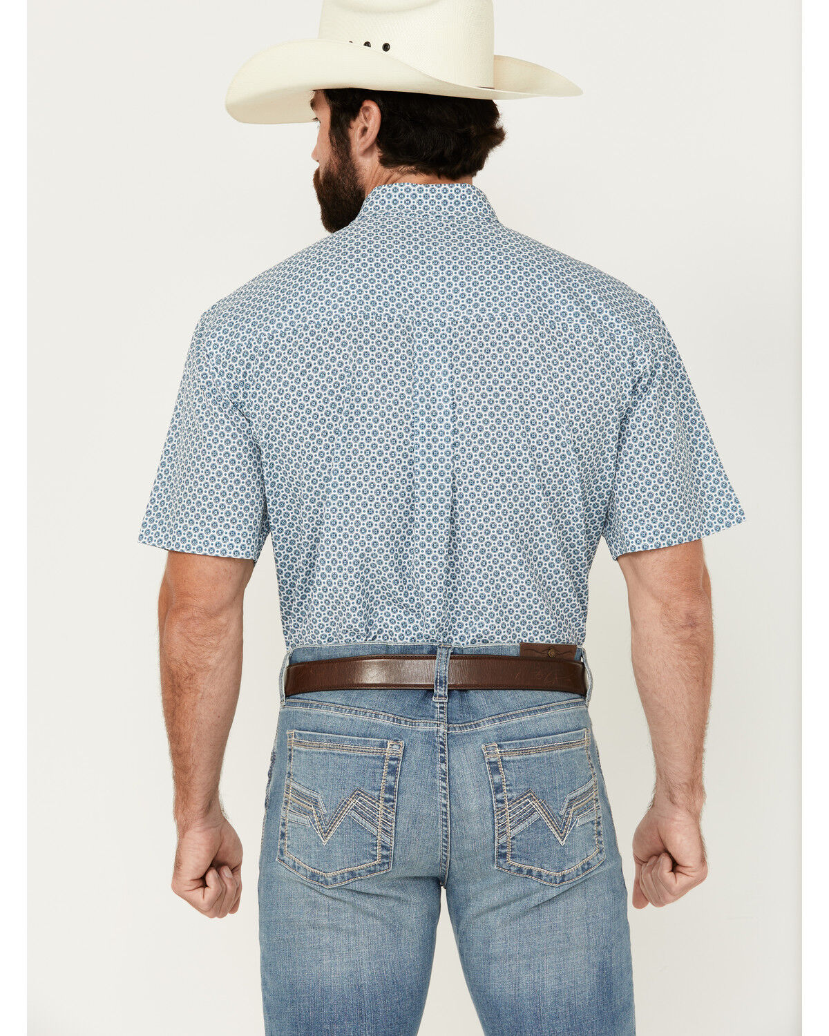 Image #4 - Cinch Men's ARENAFLEX® Geo Print Short Sleeve Button-Down Western Shirt, White, hi-res