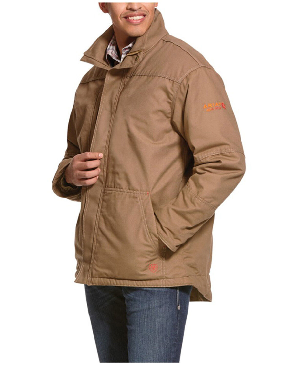 Image #1 - Ariat Men's FR Workhorse Field Jacket - Tall, Beige, hi-res