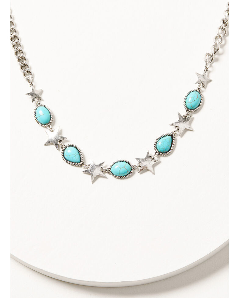Idlyllwind Women's Turquoise & Silver Star Trail Necklace, Silver, hi-res