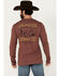 Image #1 - Wrangler Men's Landscape Logo Long Sleeve T-Shirt, Burgundy, hi-res