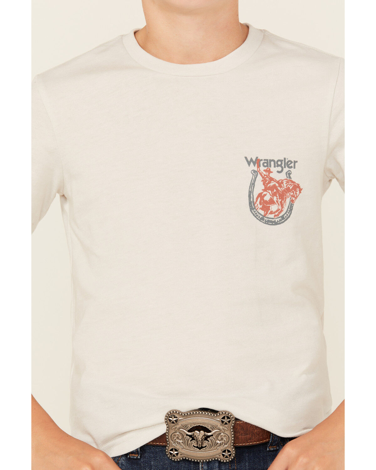 Image #3 - Wrangler Boys' Americana Horseshoe Short Sleeve Graphic T-Shirt, White, hi-res