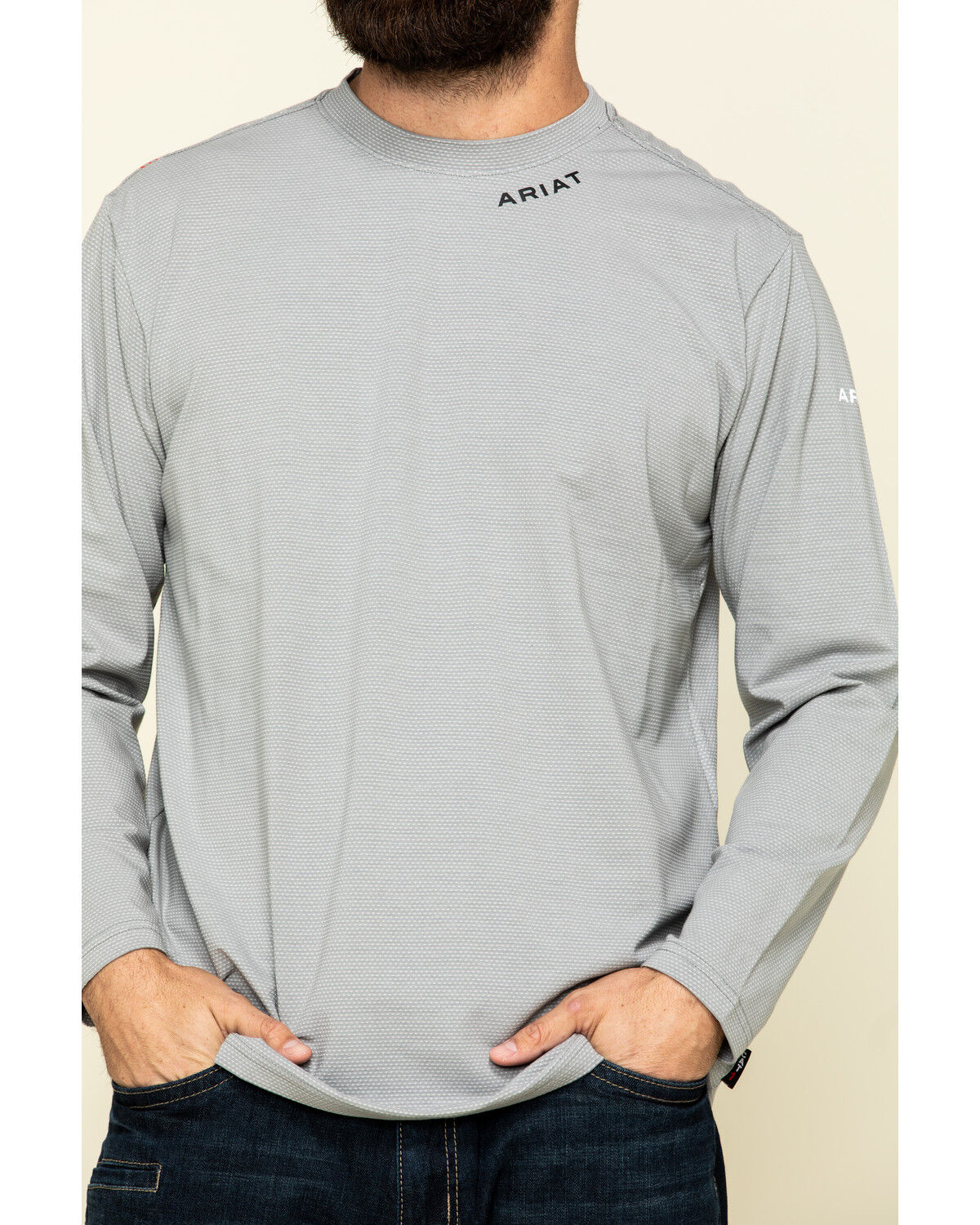 Image #4 - Ariat Men's FR Base Layer Long Sleeve Work T-Shirt - Tall, Navy, hi-res