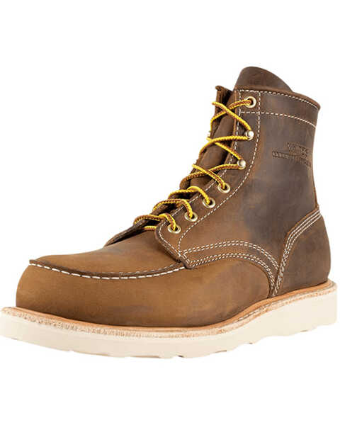 Image #1 - Whites Boots Men's 6" Perry Lace-Up Work Boots - Moc Toe , Brown, hi-res
