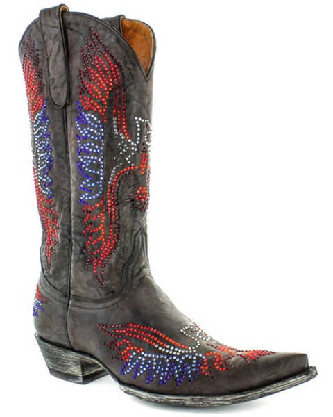 Image #1 - Old Gringo Women's Eagle Crystals Western Boots - Snip Toe, Red/white/blue, hi-res