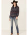 Outback Trading Co Women's Southwestern Jacquard Shirt Jacket, Navy, hi-res
