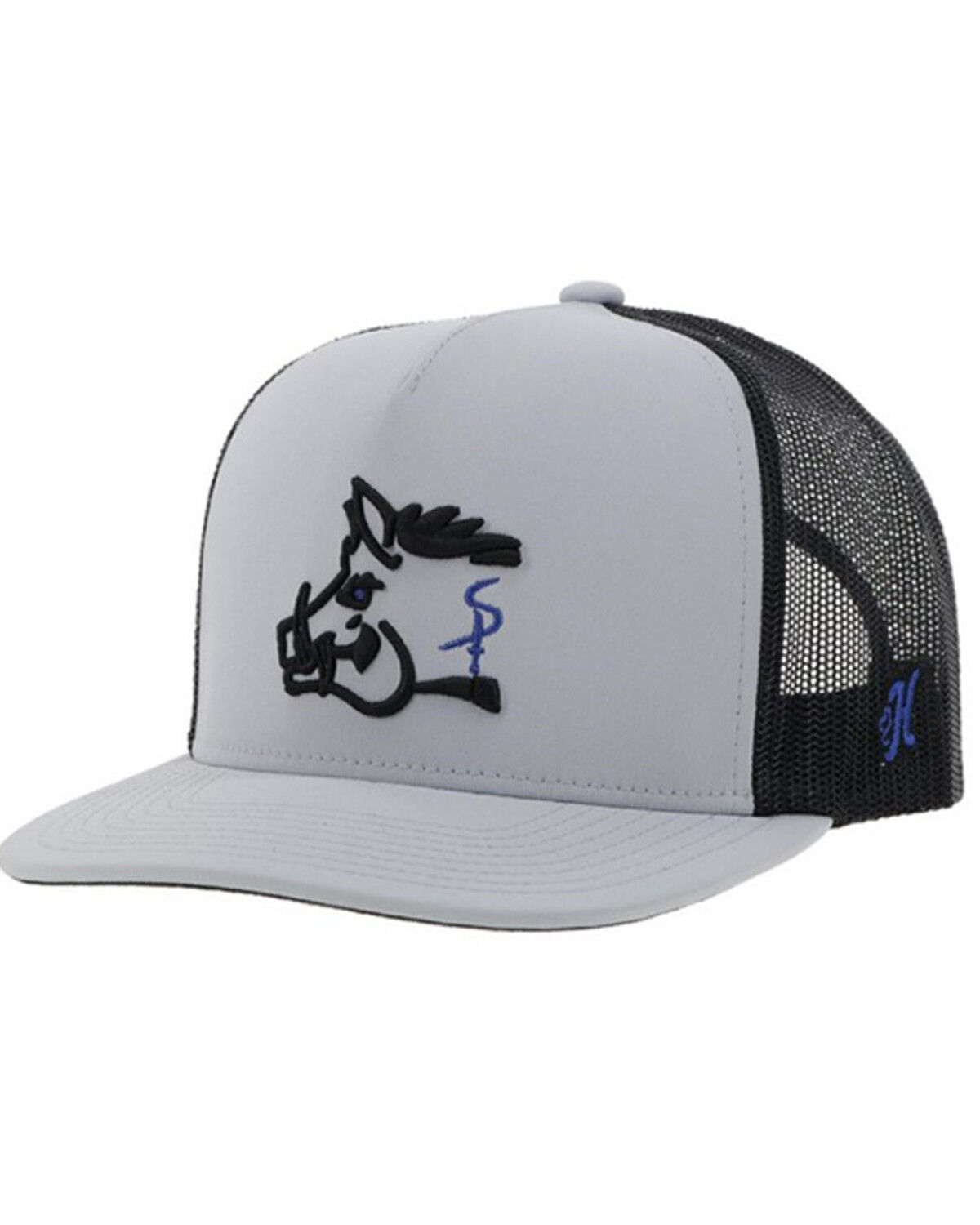 Image #1 - Hooey Men's Sniper Pig Trucker Cap, Black/grey, hi-res