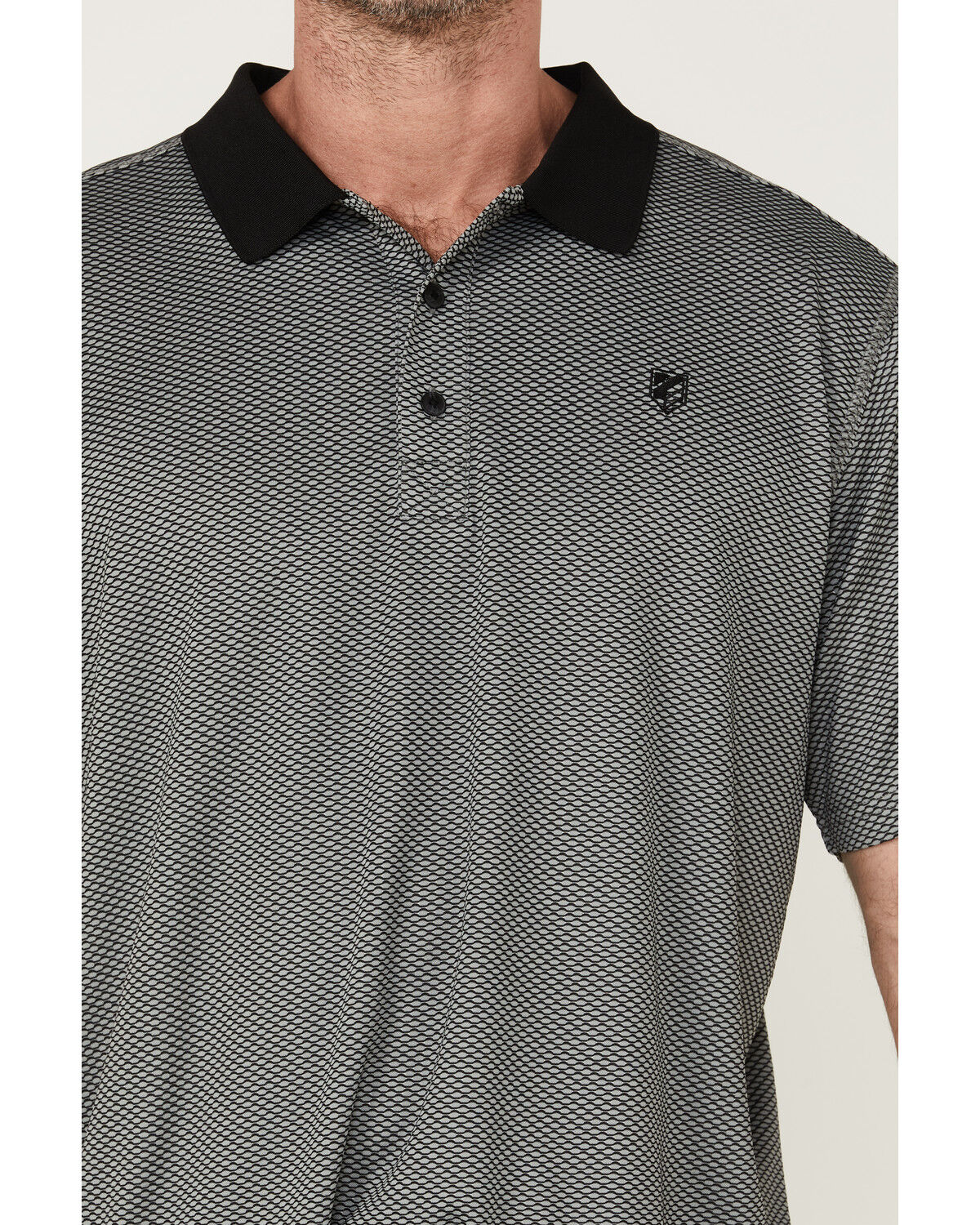 Image #3 - RANK 45® Men's Reride Geo Print Short Sleeve Performance Polo Shirt, Grey, hi-res