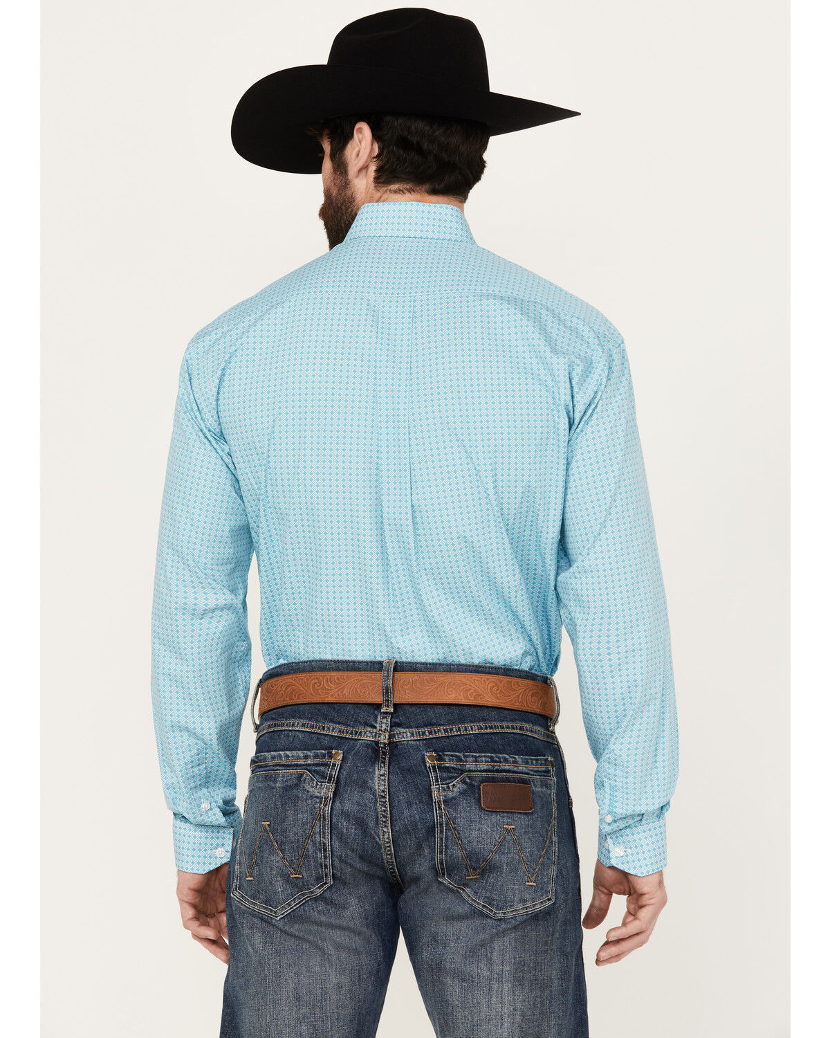 Image #4 - Stetson Men's Geo Print Long Sleeve Button Down Western Shirt, Turquoise, hi-res