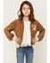 Image #2 - Shyanne Girls' Studded Faux Suede Horse Button-Down Jacket, Coffee, hi-res
