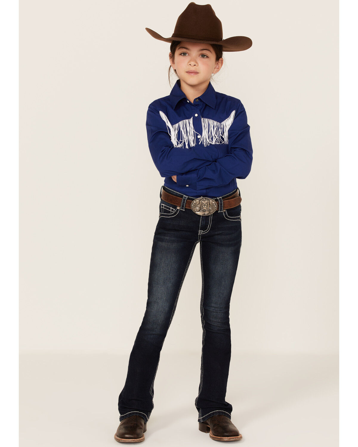 Image #3 - Shyanne Girls' Fringe Long Sleeve Western Snap Shirt, , hi-res