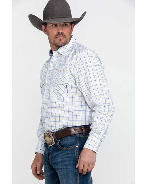 Image #3 - Resistol Men's American Med Plaid Long Sleeve Western Shirt , White, hi-res