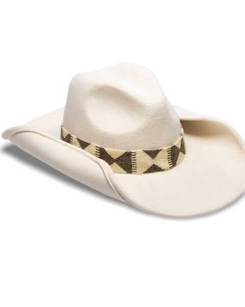 Nikki Beach Women's Bonsoa Wool Felt Western Hat , White, hi-res