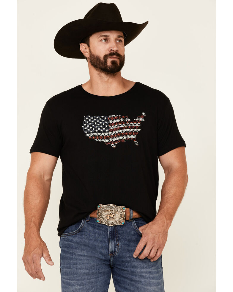 Cody James Men's 45 Caliber Map Flag Graphic Short Sleeve T-Shirt  , Black, hi-res