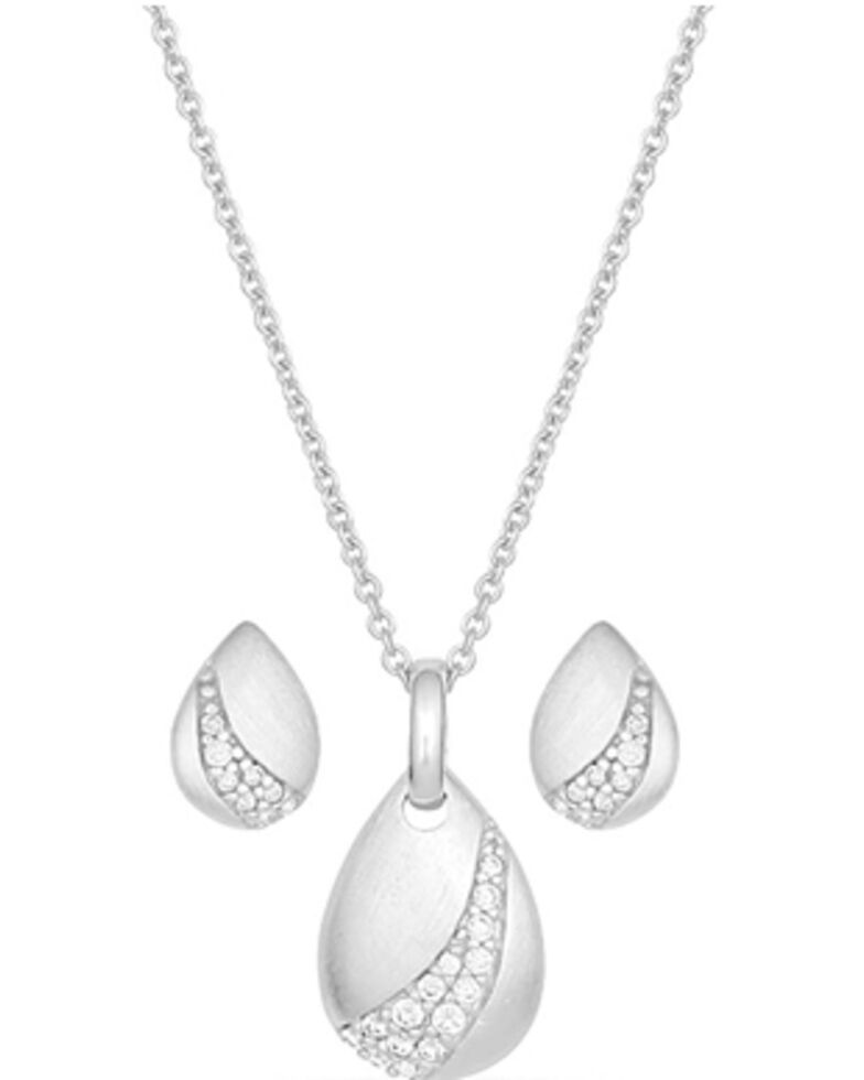 Montana Silversmiths Women's Satin Teardrop Jewelry Set, Silver, hi-res