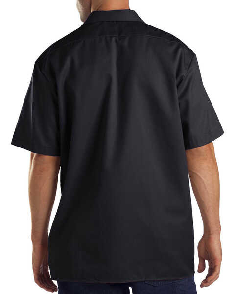 Dickies Men's Solid Flex Twill Short Sleeve Button Down Work Shirt , Black, hi-res