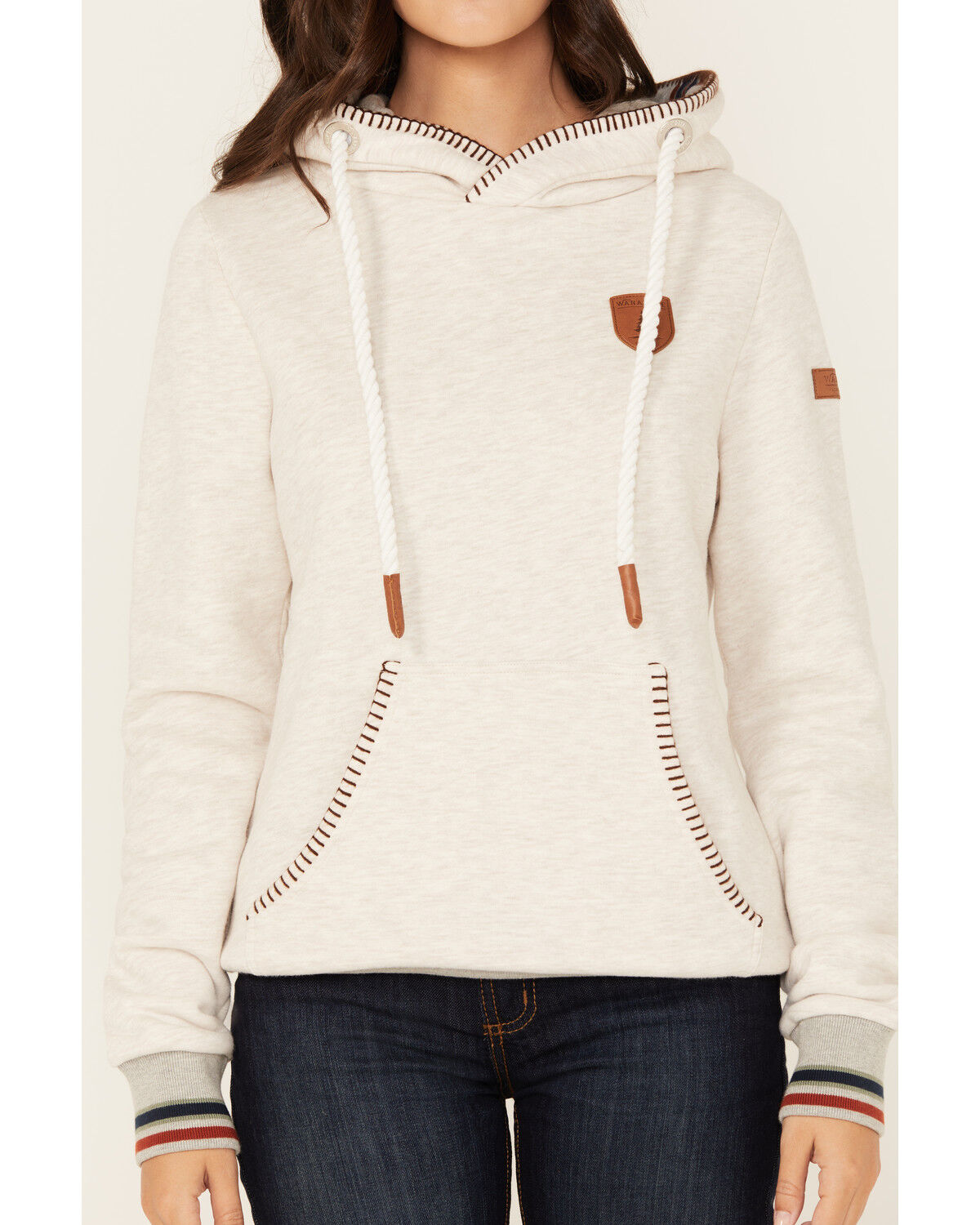 Image #3 - Wanakome Women's Annook Stitch Logo Hoodie, Oatmeal, hi-res