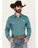 Image #1 - Wrangler Men's Logo Geo Print Long Sleeve Snap Western Shirt, Turquoise, hi-res