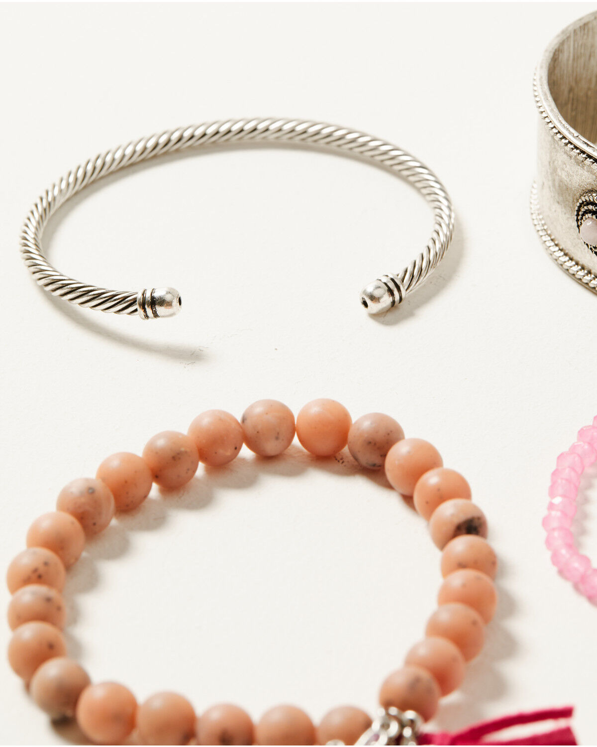 Image #4 - Shyanne Women's Mixed Bead Cactus & Cuff Bracelet Set - 4-Piece, Pink, hi-res