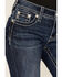 Image #4 - Miss Me Women's Dark Wash Mid Rise Feather Pocket Bootcut Stretch Denim Jeans, Dark Wash, hi-res