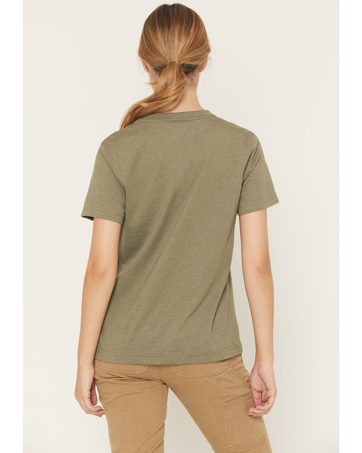 Image #4 - Carhartt Women's Relaxed Fit Lightweight Short Sleeve Pocket Tee, Heather Green, hi-res