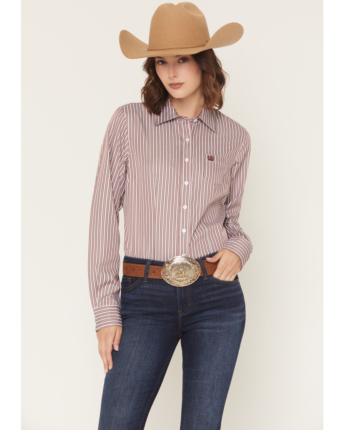 Image #1 - Cinch Women's TENCEL&trade; Striped Long Sleeve Button-Down Western Shirt, Multi, hi-res