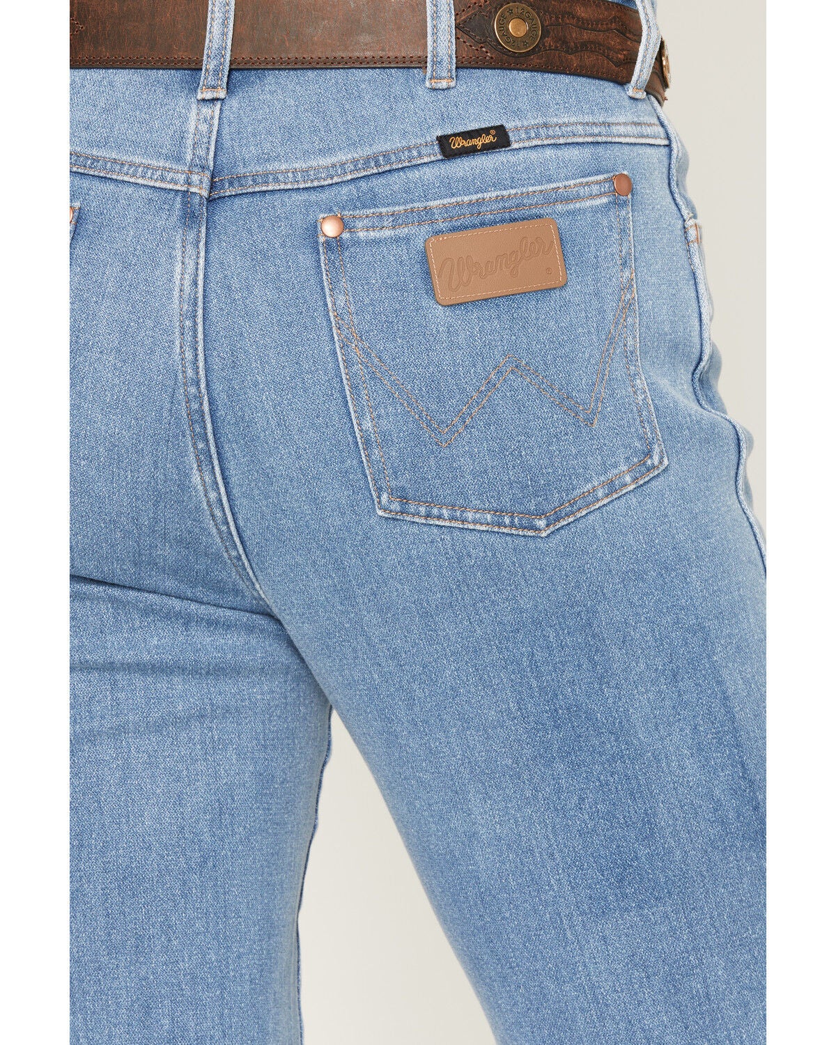 Image #4 - Wrangler Men's 13MWZ Tough Lite Medium Wash Cowboy Cut Straight Stretch Denim Jeans, Medium Wash, hi-res