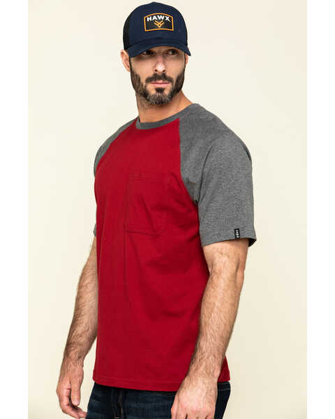 Image #3 - Hawx Men's Red Midland Short Sleeve Baseball Work T-Shirt , Red, hi-res