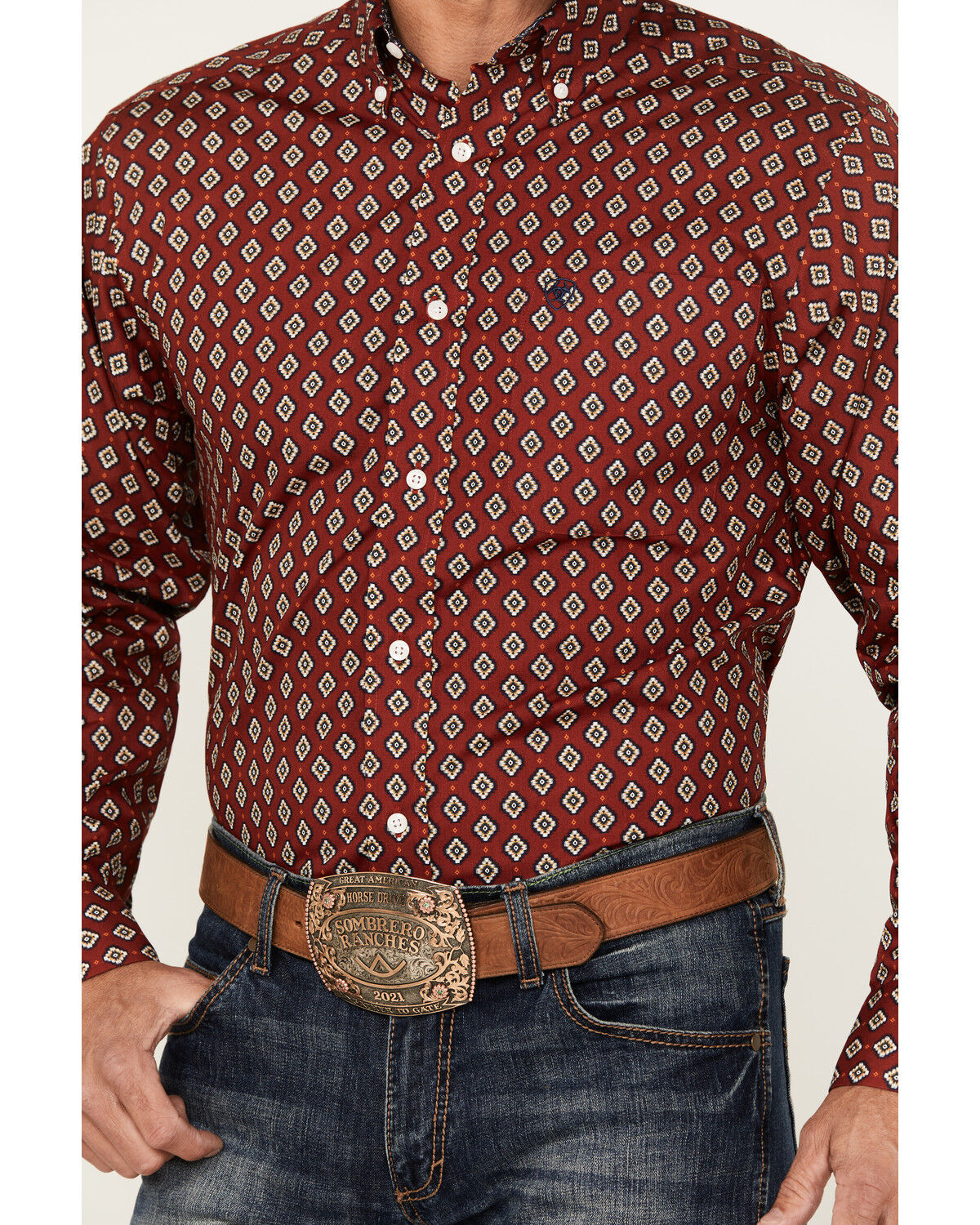 Image #3 - Ariat Men's Kyler Geo Long Sleeve Button-Down Western Shirt, , hi-res