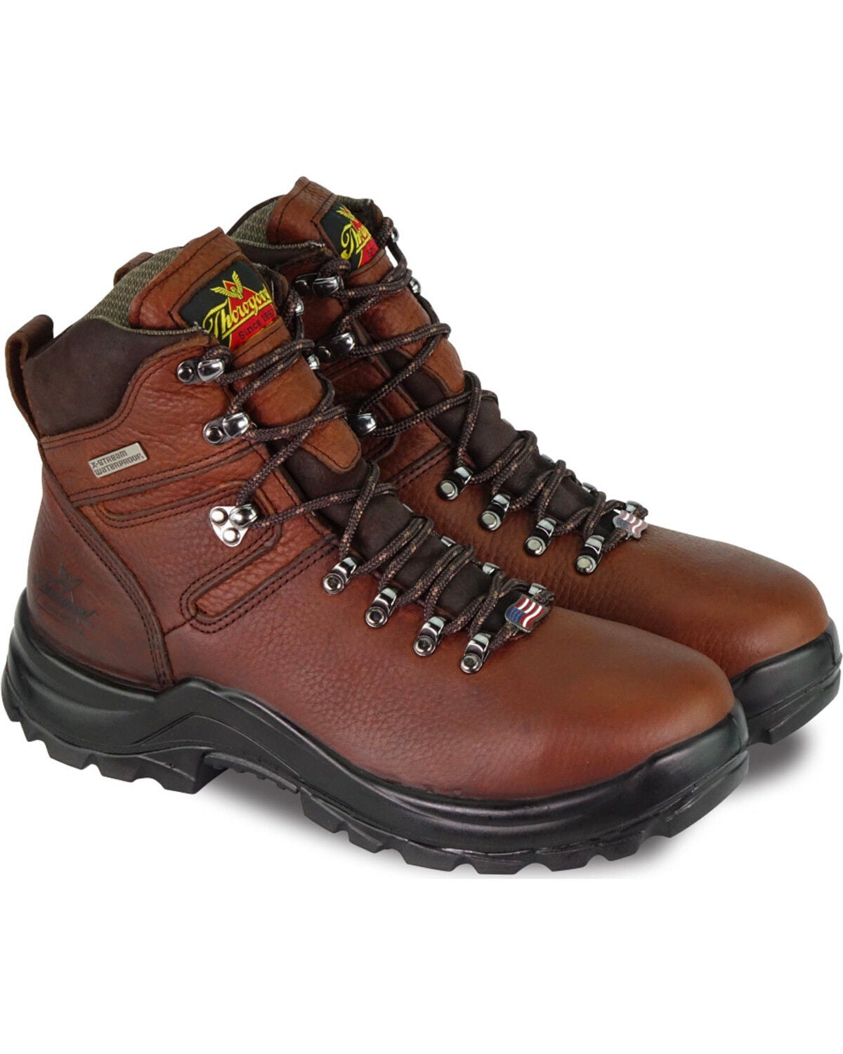 Thorogood Men's 6" USA Omni Waterproof Work Boots - Soft Toe, Brown, hi-res