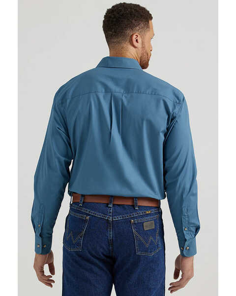 Image #4 - George Strait by Wrangler Men's Solid Long Sleeve Button-Down Stretch Western Shirt - Tall , Teal, hi-res