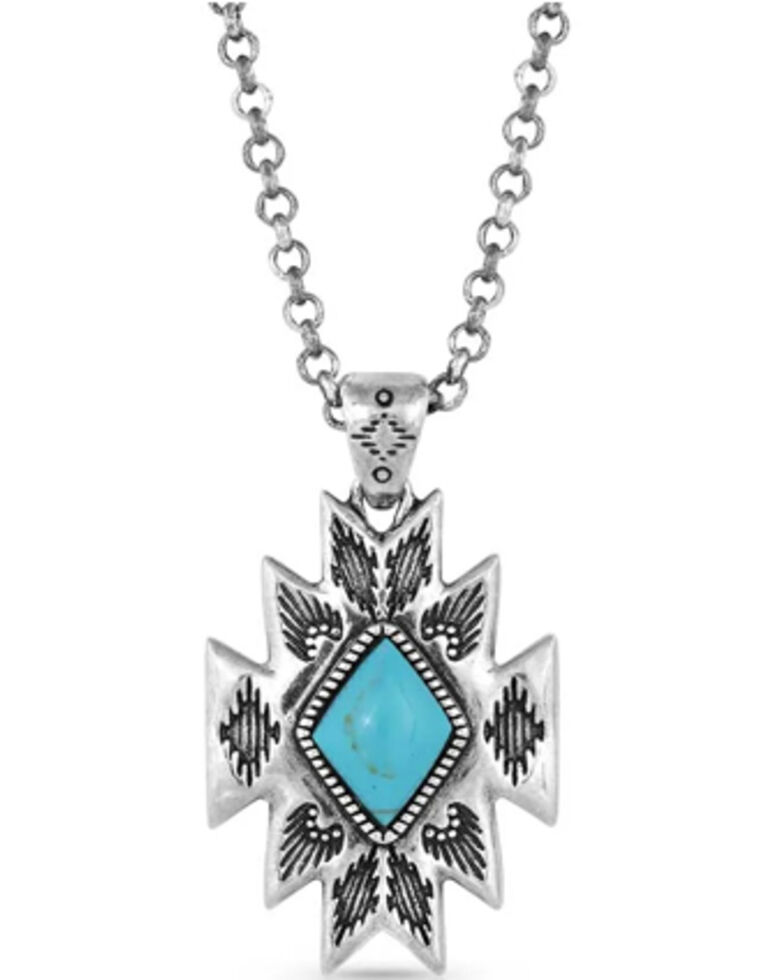 Montana Silversmiths Women's Turquoise Star Pendant Necklace, Silver, hi-res