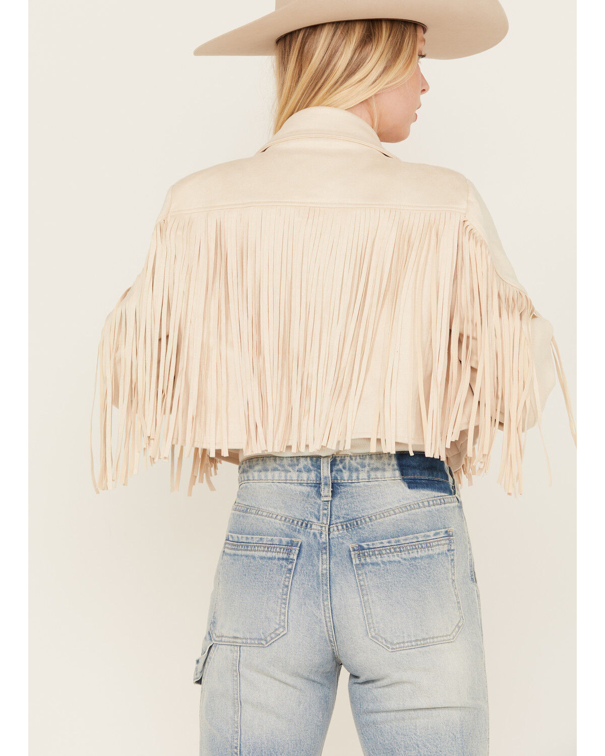 Image #4 - Saints & Hearts Women's Faux Suede Cropped Fringe Jacket, , hi-res