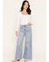 Image #2 - Cello Women's Medium Wash High Rise Rhinestone Embellished Extra Wide Stretch Denim Jeans, Medium Wash, hi-res