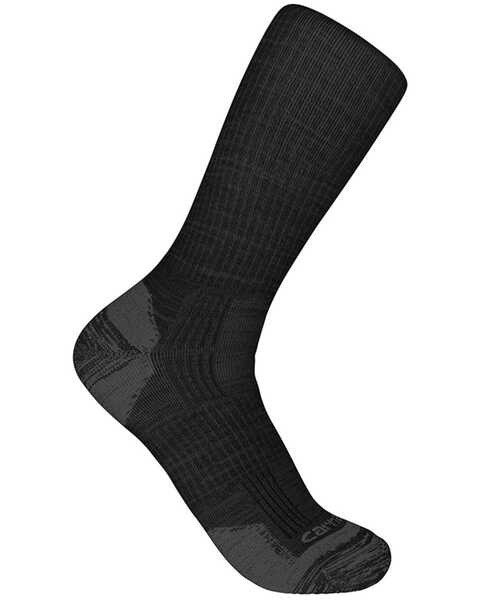 Carhartt Men's Merino Crew Socks - 2-Pack, Black, hi-res
