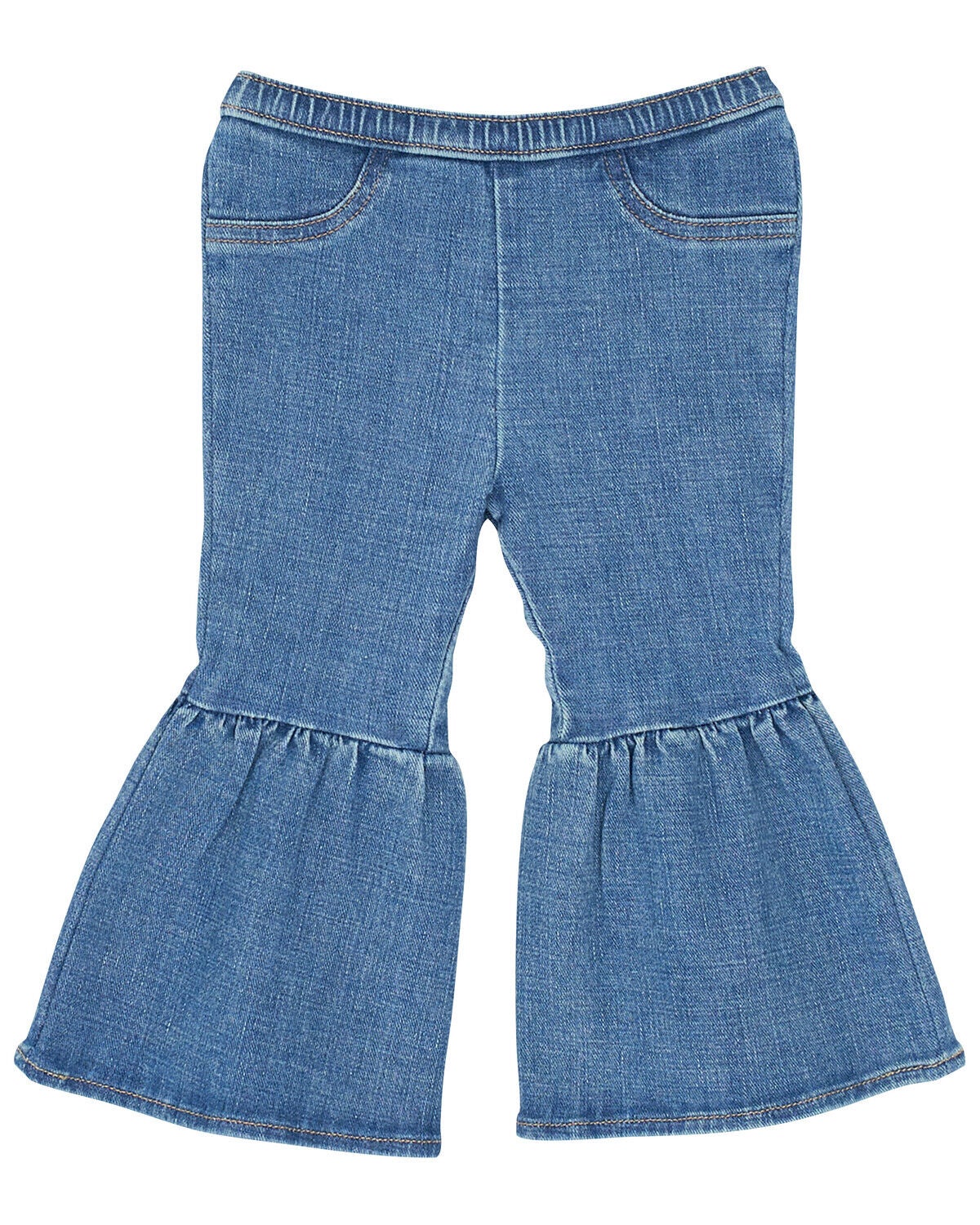 Image #2 - Wrangler Toddler Girls' Light Wash Trumpet Flare Denim Jeans, Blue, hi-res